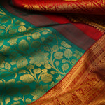 Cadmium Green Kanjivaram Silk Saree With Floral Jaal Weaving