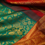 Cadmium Green Kanjivaram Silk Saree With Floral Jaal Weaving