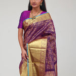 Mauveine Purple Jaali Kanjivaram Silk Saree