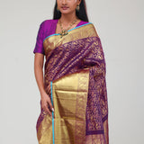 Mauveine Purple Jaali Kanjivaram Silk Saree