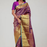 Mauveine Purple Jaali Kanjivaram Silk Saree