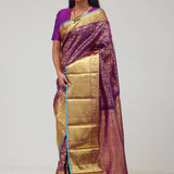 Mauveine Purple Jaali Kanjivaram Silk Saree