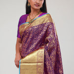 Mauveine Purple Jaali Kanjivaram Silk Saree