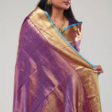 Mauveine Purple Jaali Kanjivaram Silk Saree