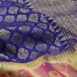 Egyptian Blue Kanjivaram Silk Saree With Gold Zari Weaving