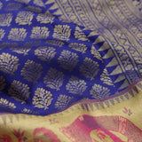 Egyptian Blue Kanjivaram Silk Saree With Gold Zari Weaving