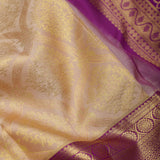Almond Peach Kanjivaram Silk Saree With Floral Jaal Weaving