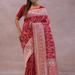 Crimson Red Banarasi Silk Saree With Meenakari Design