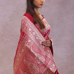 Crimson Red Banarasi Silk Saree With Meenakari Design