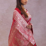Crimson Red Banarasi Silk Saree With Meenakari Design
