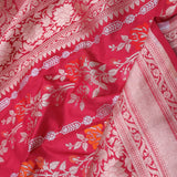 Crimson Red Banarasi Silk Saree With Meenakari Design