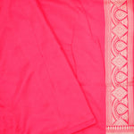 Bright Pink Banarasi Silk Saree With Floral Jaal Weaving