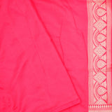 Bright Pink Banarasi Silk Saree With Floral Jaal Weaving