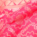 Bright Pink Banarasi Silk Saree With Floral Jaal Weaving
