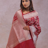 Ruby Red Banarasi Silk Saree With Jamdani And Meenakari Design