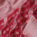 Ruby Red Banarasi Silk Saree With Jamdani And Meenakari Design