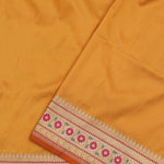 Saffron Yellow Banarasi Silk Saree With Floral Design
