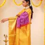 Dark Magenta Kanjivaram Silk Saree With Contrast Border