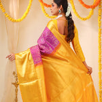 Dark Magenta Kanjivaram Silk Saree With Contrast Border