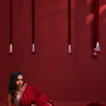 Deep Maroon Silk Saree With Hand Embroidery
