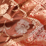 Russet Brown Banarasi Silk Saree With Floral Jaal