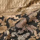 Abbey Black Banarasi Silk Saree With Floral Jaal Design
