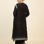 Classic Black Organza Designer Saree With Floral Embroidery