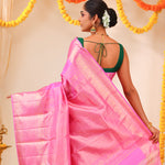 Neon Pink Kanjivaram Silk Saree With Floral Meenakari Weaving