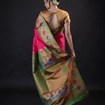 Ruby Pink Gadwal Silk Saree With Meenakari Border