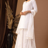 White Khadi Printed Cotton Sharara Set