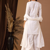 White Khadi Printed Cotton Sharara Set