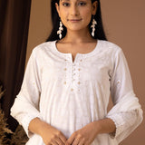 White Khadi Printed Cotton Sharara Set