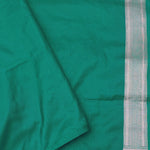 Green Banarasi Silk Saree With Silver Border