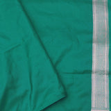 Green Banarasi Silk Saree With Silver Border