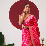 Rani Pink Banarasi Silk Saree With Gold Zari Butti
