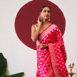 Rani Pink Banarasi Silk Saree With Gold Zari Butti