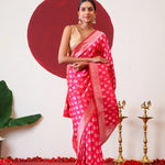 Rani Pink Banarasi Silk Saree With Gold Zari Butti