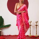 Rani Pink Banarasi Silk Saree With Gold Zari Butti
