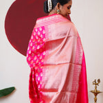 Rani Pink Banarasi Silk Saree With Gold Zari Butti