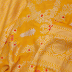Vibrant Yellow Banarasi Saree With Gold And Silver Zari Border
