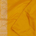 Vibrant Yellow Banarasi Saree With Gold And Silver Zari Border