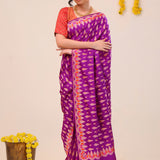Deep Magenta Flora Banarasi Silk Saree