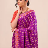 Deep Magenta Flora Banarasi Silk Saree