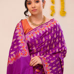 Deep Magenta Flora Banarasi Silk Saree