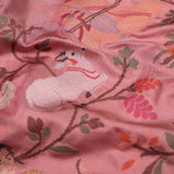 Baby Pink Banarasi Silk Saree With Floral, Fauna & Human Figures