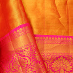 Golden Pink Tissue Kanjivaram Saree With Contrast Border