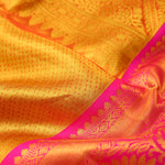 Golden Pink Tissue Kanjivaram Saree With Contrast Border