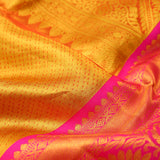 Golden Pink Tissue Kanjivaram Saree With Contrast Border