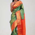 Persian Green Kanjivaram Silk Jaal Saree