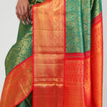 Persian Green Kanjivaram Silk Jaal Saree